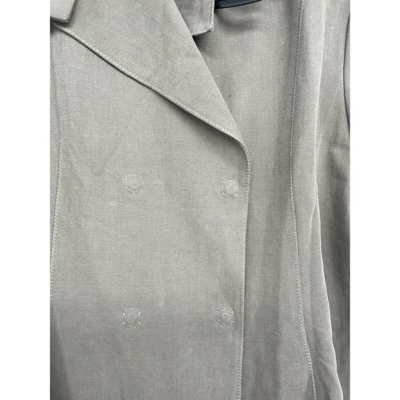 Annette Gortz Jacket Size 42 Linen Cotton Double Breasted Snap Army Green - Picture 12 of 12